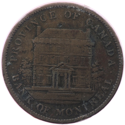 PC-2B 1842 Province of Canada Bank of Montreal Penny Bank Token, Fine (F-12)