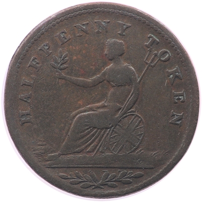 WE-2B3 (n.d) Wellington Half Penny Bank Token, Very Fine (VF-20)