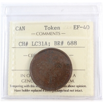LC-31A Lower Canada Un Sou Bank Token ICCS Certified EF-40 (BR #688)