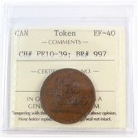 PE-10-39 PEI Ships Colonies & Commerce Bank Token ICCS Certified EF-40 (BR #997)