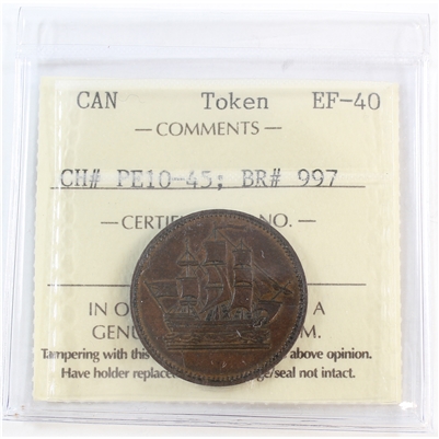 PE-10-45 PEI Ships Colonies & Commerce Bank Token ICCS Certified EF-40 (BR #997)