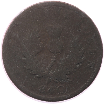 NS-1E1 1840 Nova Scotia Thistle Half Penny Bank Token, Good (G-4)