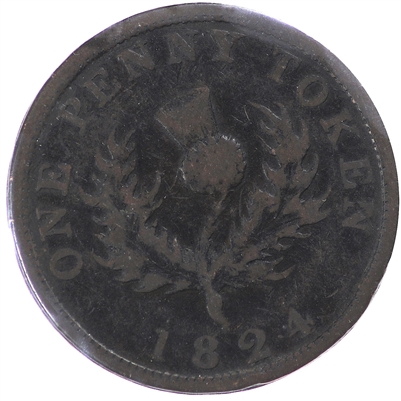 NS-2A4 1824 Nova Scotia Thistle Penny Bank Token, Fine (F-12) $