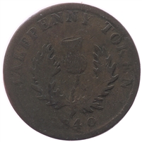 NS-1E4 1840 Nova Scotia Victoria Thistle Half Penny Token VG-F (VG-10)