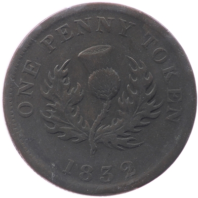 NS-2B1 1832 Nova Scotia George IV Thistle Penny Token F-VF (F-15)