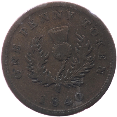 NS-2C1 1840 Nova Scotia Victoria Thistle Penny Token Very Fine (VF-30)