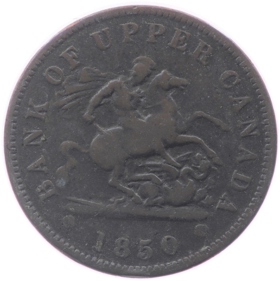 PC-6A1 1850 Province of Canada, Bank of Upper Canada Penny Token Fine (F-12)