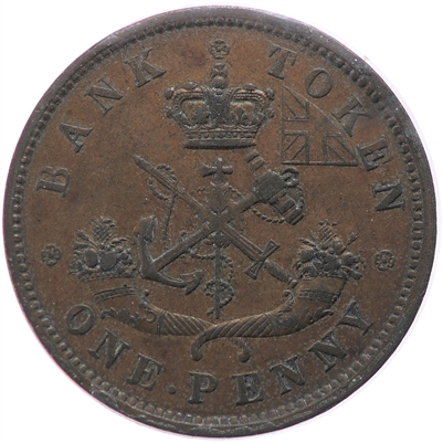 PC-6A1 1850 Province of Canada, Bank of Upper Canada Penny Token EF-AU (EF-45) $