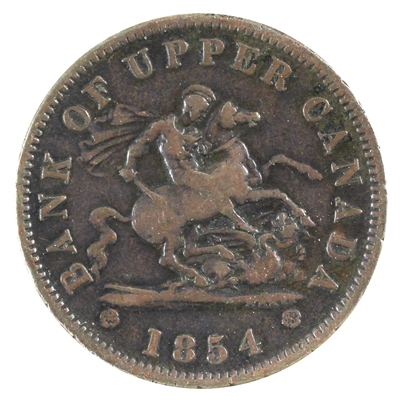 PC-6C1 1854 Province of Canada, Bank of Upper Canada Penny Token VG-F (VG-10)