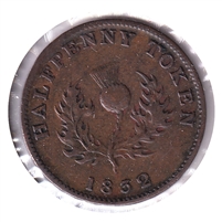 NS-1D2 1832 Nova Scotia George IV Thistle Half Penny Token VF-EF (VF-30)