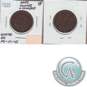 PE-10-45 No Date (1835) PEI Rotated Die Ships & Colonies Token Extra Fine (EF-40) $