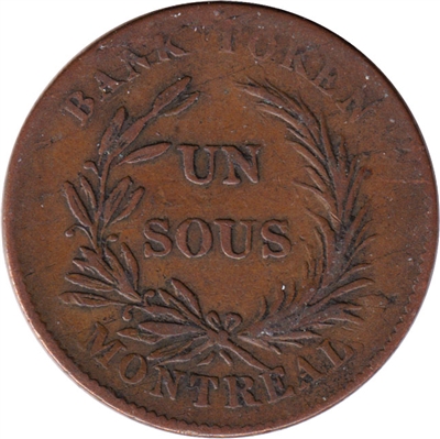 LC-2A3 No Date (1835) Lower Canada Un Sou, Trade & Agriculture Bank Token, VF-EF (VF-30)