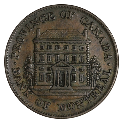 PC-1B3 1844 Province of Canada Bank of Montreal Half Penny Token EF-AU (EF-45) $
