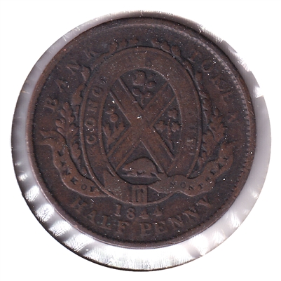 PC-1B3 1844 Province of Canada 1/2 Penny Bank Token, G-VG (G-6)