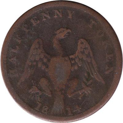 LC-54C2 1814 Lower Canada Spread Eagle Half Penny Bank Token, VG-F (VG-10)