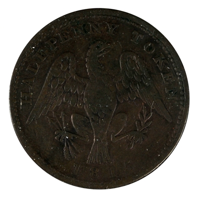 LC-54D2 1815 Lower Canada Spread Eagle Half Penny Bank Token Fine (F-12)