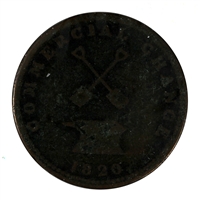UC-9A2 1820 Upper Canada Points Between DA Commercial Change Half Penny Token F-VF (F-15)