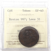 BR-997 Ships Colonies & Commerce Token ICCS Certified EF-40 Lees 31