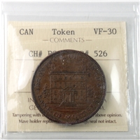 PC-2B 1842 Province of Canada Bank of Montreal Penny Token ICCS Certified VF-30 BR# 526