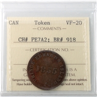 PE-7A2 1855 PEI Self Government & Free Trade Token ICCS Certified VF-20 BR# 918