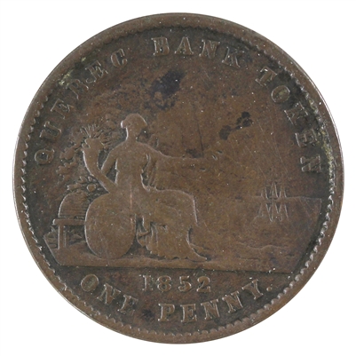 PC-4 1852 Province of Canada Quebec Bank Penny Token VG-F (VG-10)