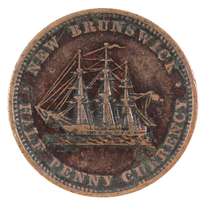 NB-1B 1854 New Brunswick Half Penny Currency Token Very Fine (VF-20)