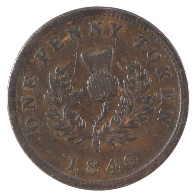 NS-2C1 1840 Nova Scotia Victoria Thistle Penny Token VF-EF (VF-30) $