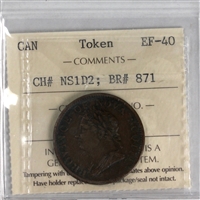 NS-1D2 1832 Nova Scotia George IV Thistle Halfpenny Token ICCS Certified EF-40 BR# 871