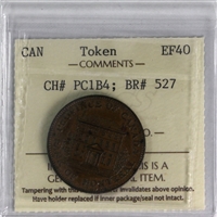 PC-1B4 1844 Province of Canada Bank of Montreal Halfpenny Token ICCS Certified EF-40