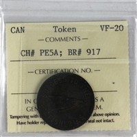 PE-5A (1859) PEI Speed the Plough Token ICCS Certified VF-20 BR# 917