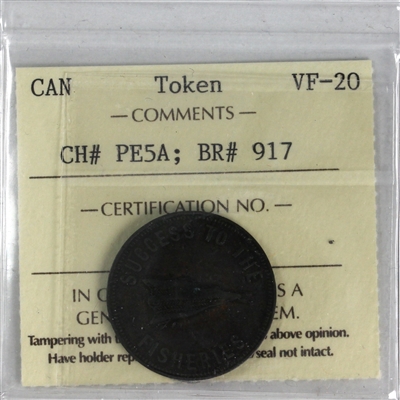 PE-5A (1859) PEI Speed the Plough Token ICCS Certified VF-20 BR# 917