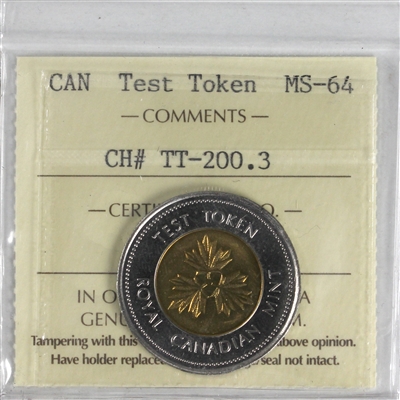 TT-200.3 Canada 2 Dollar Test Token ICCS Certified MS-64
