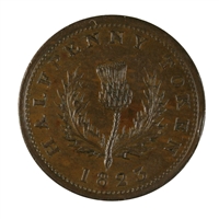 NS-1A4 1823 Nova Scotia 13 Leaves Thistle Half Penny Token EF-AU (EF-45) $
