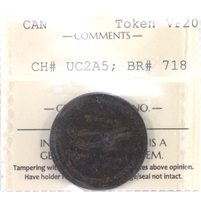 UC-2A5 (1828) Upper Canada, Lesslie & Sons Half Penny Token ICCS Certified VF-20 BR# 718