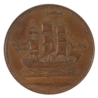 PE-10-31 1835 PEI Ships, Colonies, & Commerce Token, AU-UNC (AU-55) $