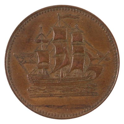 PE-10-31 1835 PEI Ships, Colonies, & Commerce Token, AU-UNC (AU-55) $