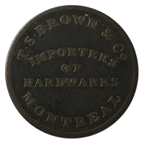 LC-15A1 (1832) Lower Canada T.S. Brown & Co. Half Penny Token VF-EF (VF-30) $