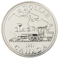 1981 Canada Trans-Canada Railway Centennial Brilliant Uncirculated Dollar (lightly toned)