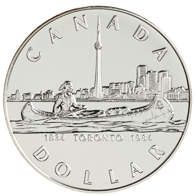 1984 Canada Toronto Sesquicentennial Brilliant Uncirculated Dollar (lightly toned)