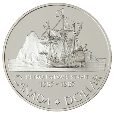 1987 Canada John Davis Strait Brilliant Uncirculated Dollar (lightly toned)