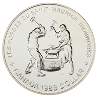 1988 Canada Saint-Maurice Ironworks Brilliant Uncirculated Dollar (lightly toned)