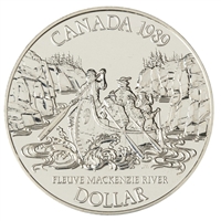1989 Canada Mackenzie River Bicentennial Brilliant Uncirculated Dollar (lightly toned)
