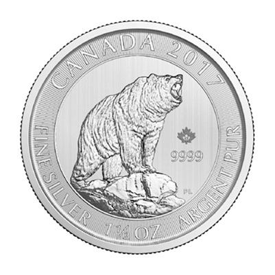 2017 $8 Canadian Grizzly Bear 1.5oz .9999 Silver (TAX Exempt) Tone Spots