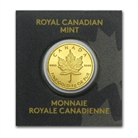 ONE GRAM (Black) RCM Maplegram Gold Maple Leafs 50-cents .9999 Gold (TAX Exempt) DL-H