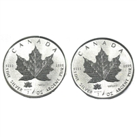 Pair of 2017 Canada $5 150th Anniv. Privy 1oz 9999 Silver Maples, 2Pcs (No Tax) Issues