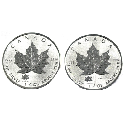 Pair of 2017 Canada $5 150th Anniv. Privy 1oz 9999 Silver Maples, 2Pcs (No Tax) Issues