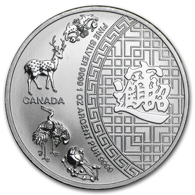 2014 Canada $5 Five Blessings 1oz. Silver (TAX Exempt) Lightly Toned/Scr.