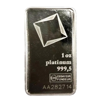 Valcambi 1oz. .9995 Platinum Bar (NoTax) NO CREDIT CARDS or PAYPAL - Packaging Impaired