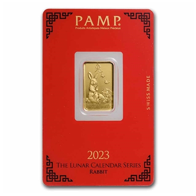PAMP Suisse 2023 Lunar Calendar: Rabbit 5g .9999 Gold Bar (No Tax)