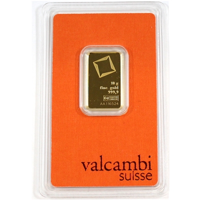 Valcambi Suisse 10g .9999 Gold Bar in Original Package (No Tax)